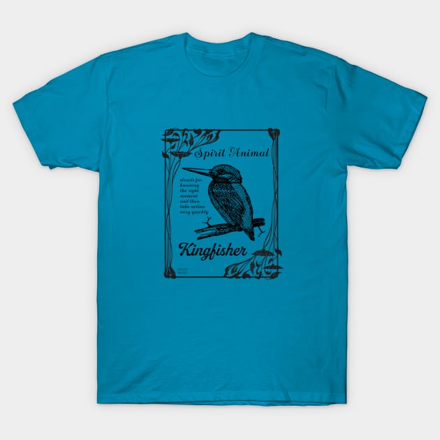 Spirit Animal - Kingfisher - black T-Shirt by mnutz